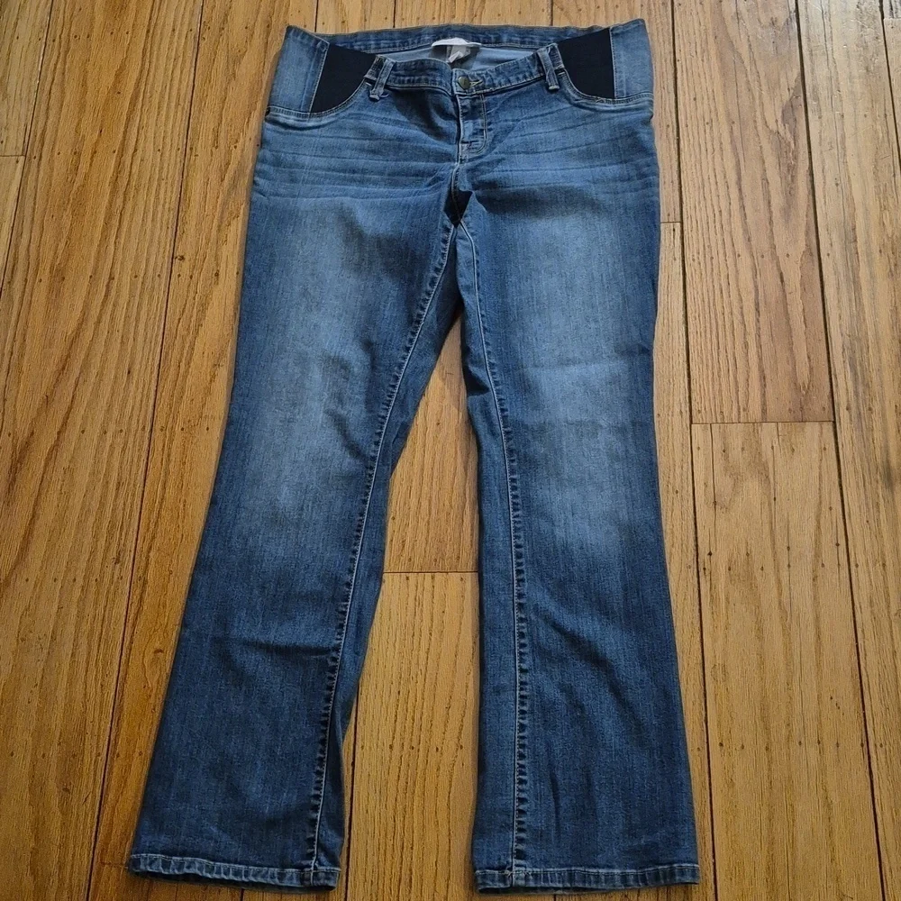Ingrid & Isabel Under Belly High-Rise Denim Flare Maternity Jeans Sz M